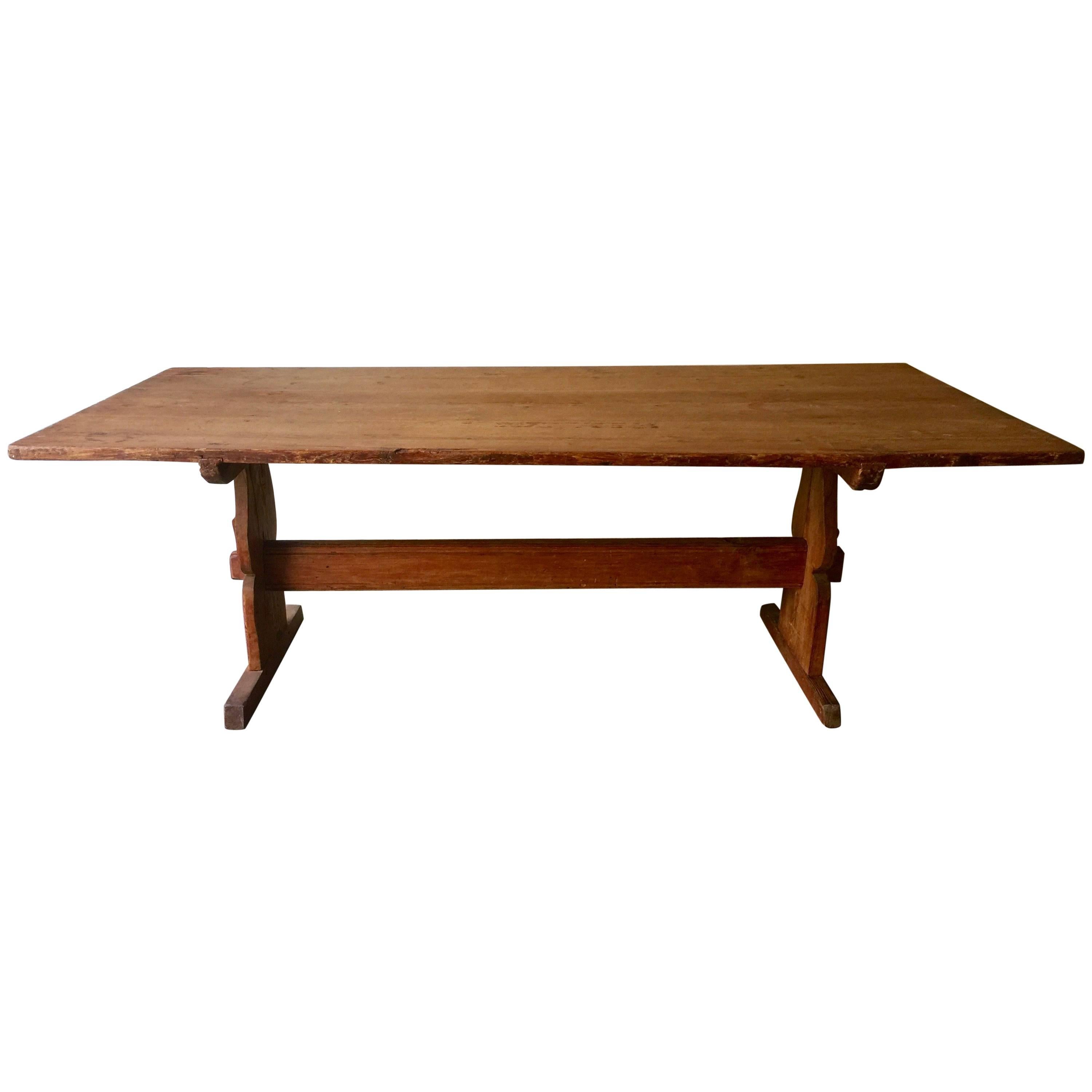 Large Early 19th Century Swedish Trestle Table