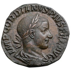 Ancient Roman Sestertius Coin of Emperor Gordian III, 241 AD