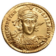 Hervorragende antike römische Gold-Solidus-Münze von Kaiser Constantius II.:: 355 n. Chr