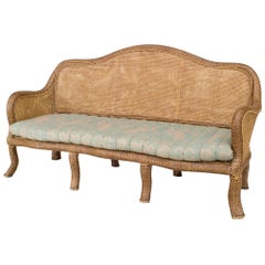 English 'Anglo-Indian Style' Natural Wicker Settee