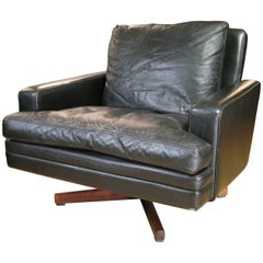 Leather and Rosewood Lounge Chair by Fredrik Kayser