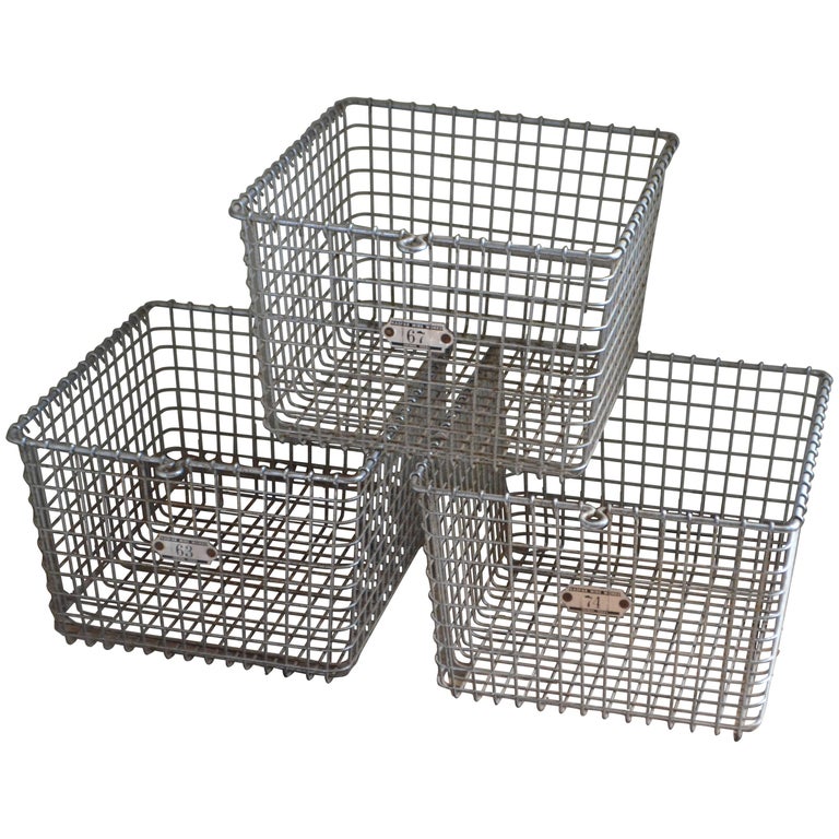 Storage Baskets Three from Midcentury Swim Basket Unit in Pool Locker
