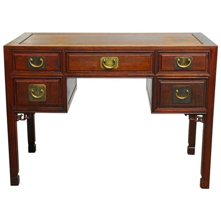 Midcentury Chinese Rosewood Writing Table Desk For Sale at 1stDibs