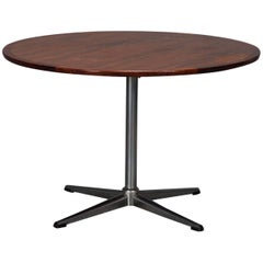Round Rosewood and Chrome Pedestal Base Coffee Table