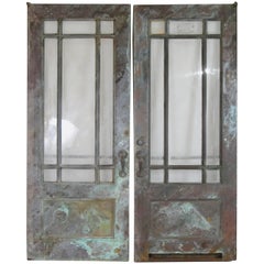 Pair of Antique Bronze and Glass Doors