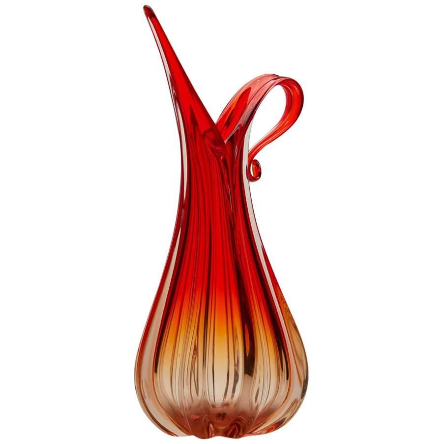 Ercole Barovier & Toso Murano Red Art Glass Pitcher Vase