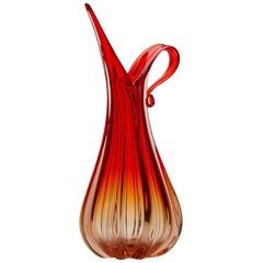 Ercole Barovier & Toso Murano Red Art Glass Pitcher Vase