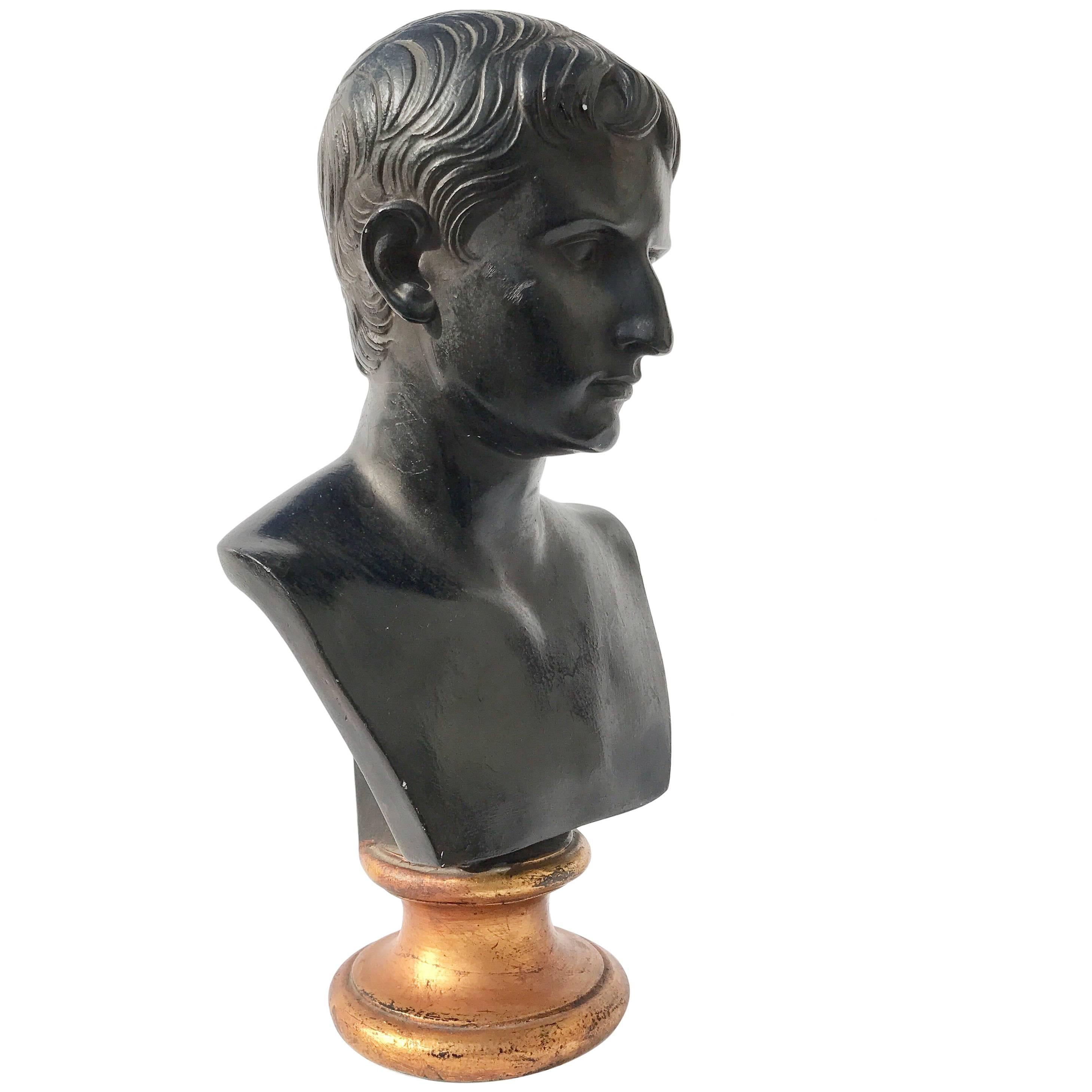 Classical Figural Bust in Black Plaster