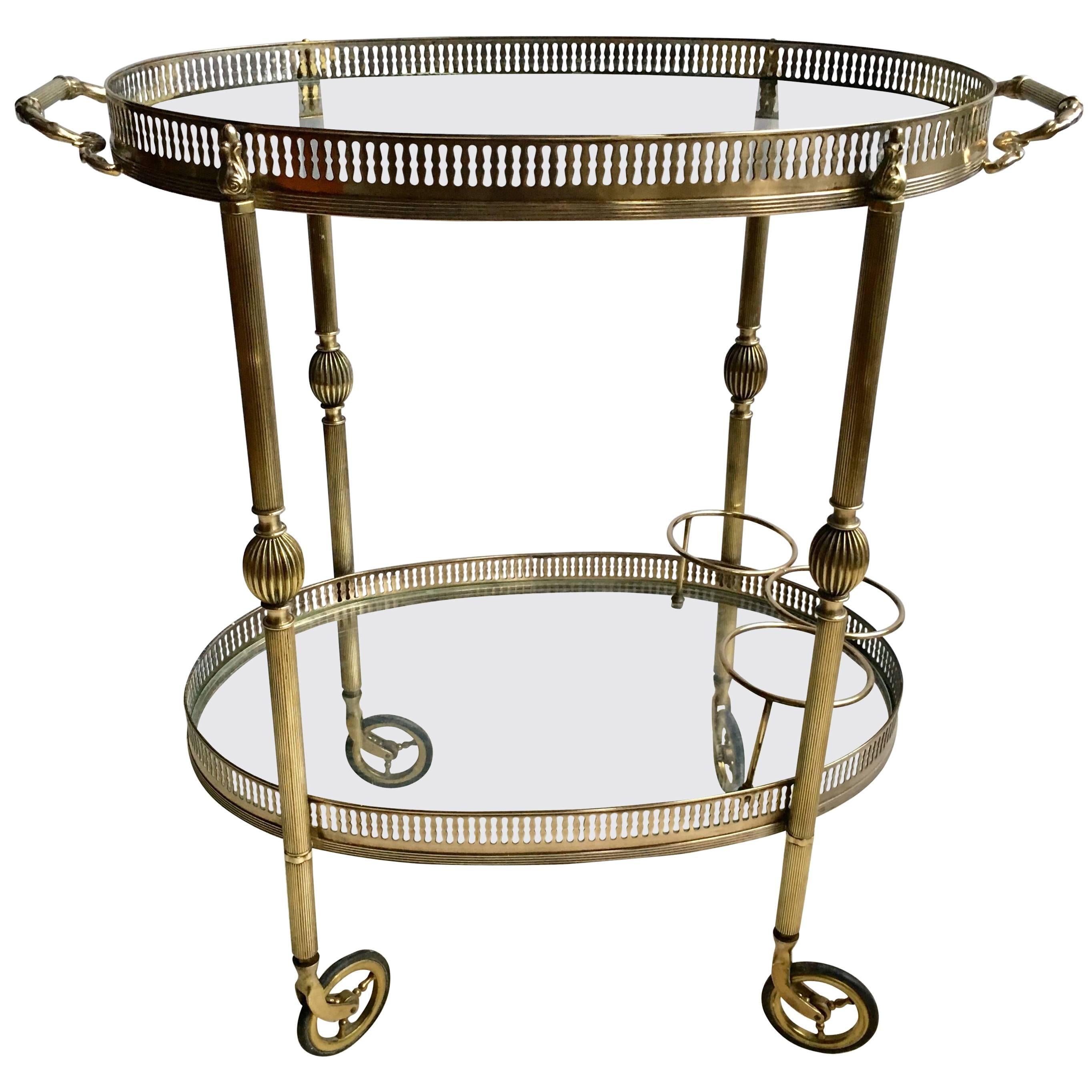 Vintage French Brass Drinks Trolley/Bar Cart
