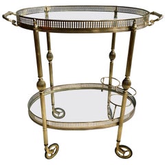 Vintage French Brass Drinks Trolley/Bar Cart