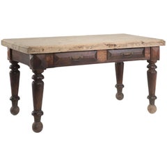 French Oak Kitchen Table with Drawers, circa 1790