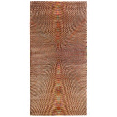 Hypnotic Multicolor Silk Circular Small Runner Area Rug "Vibra" By Joseph Carini