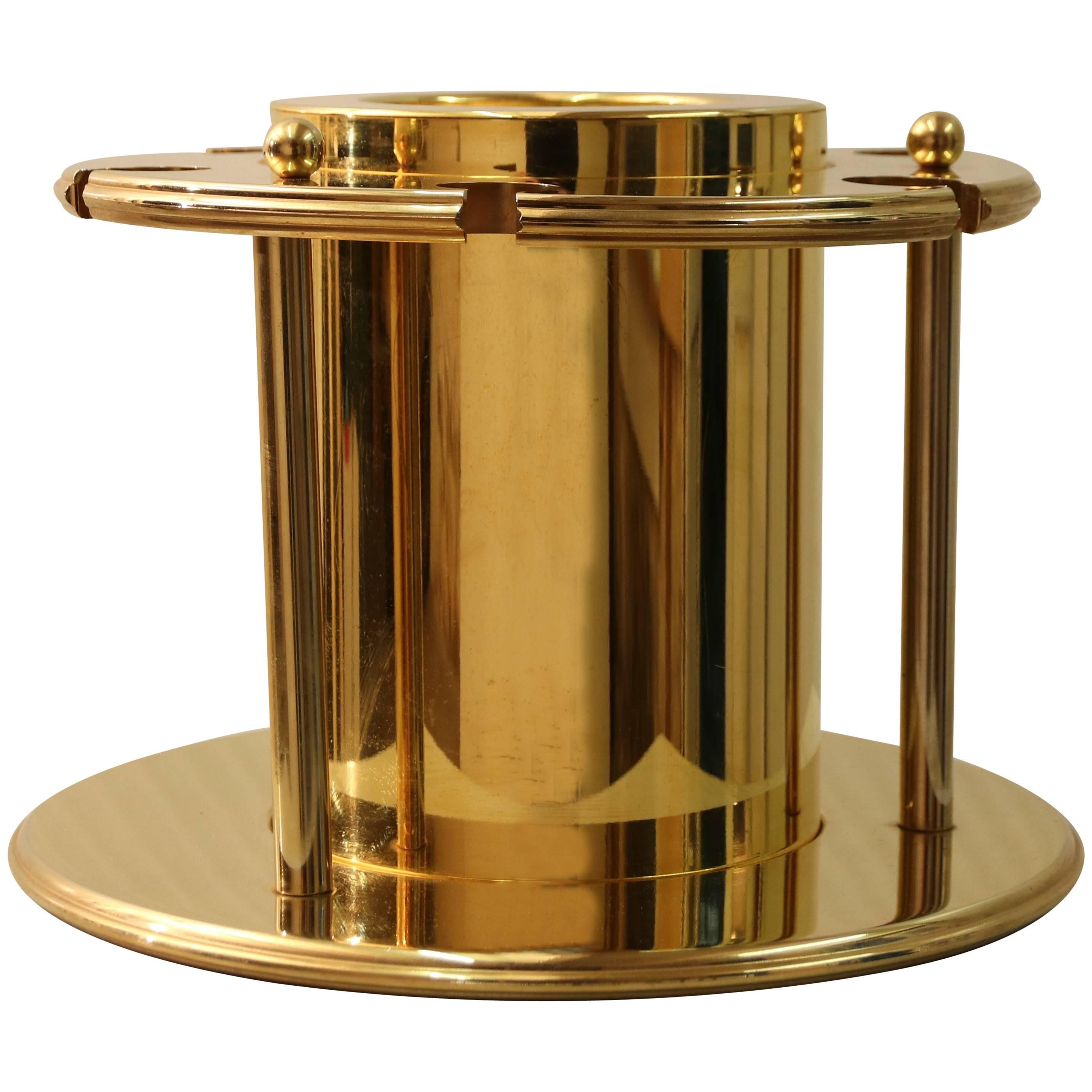 Turnwald Collection Gold Plated Champagne Cooler with Chrystal Bottle Stop