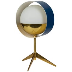 1950s Stilux Milano Brass and Glass Tripod 
Saturno
 Table Lamp