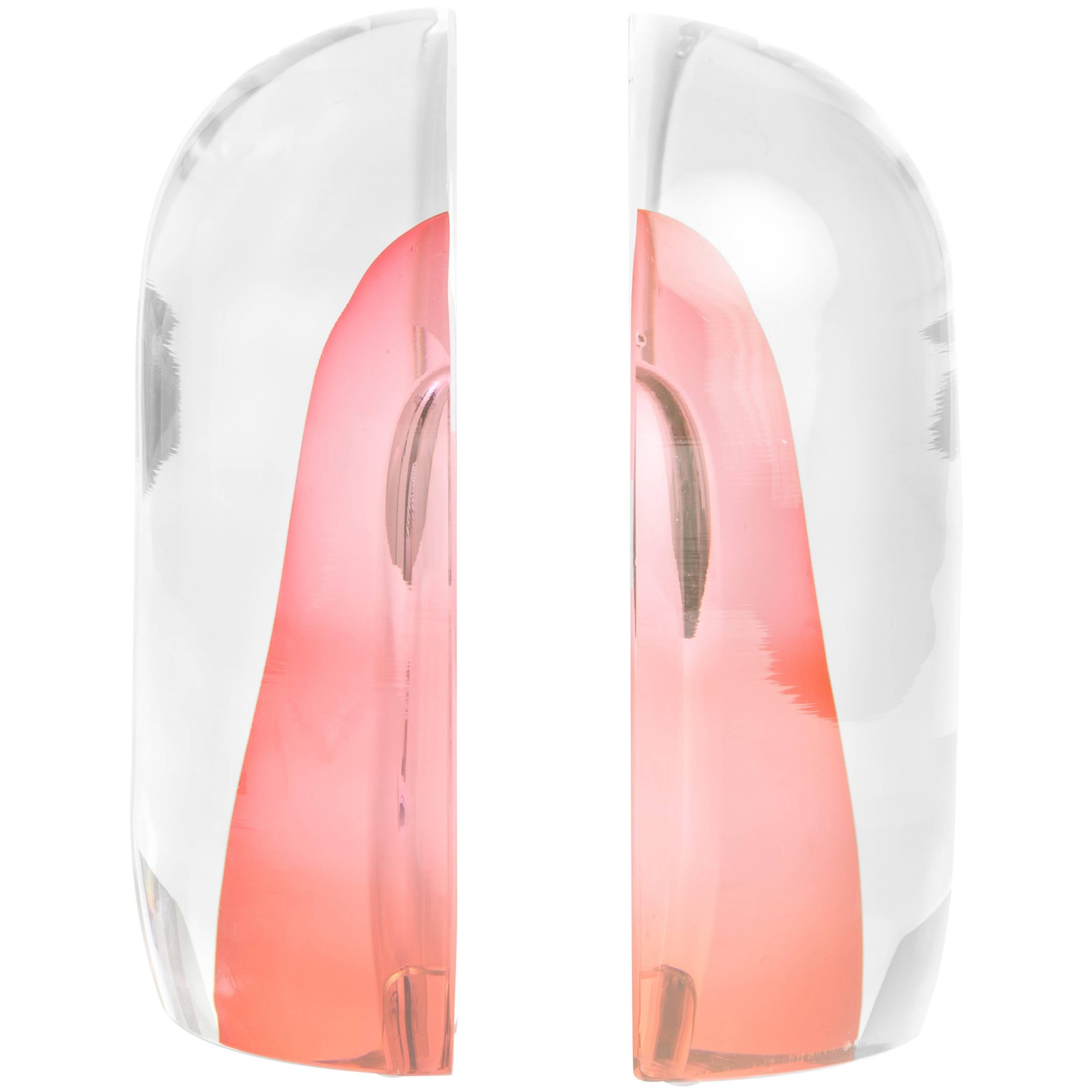 Aurora Pink Portal Glass Bookends, ANDREW HUGHES For Sale