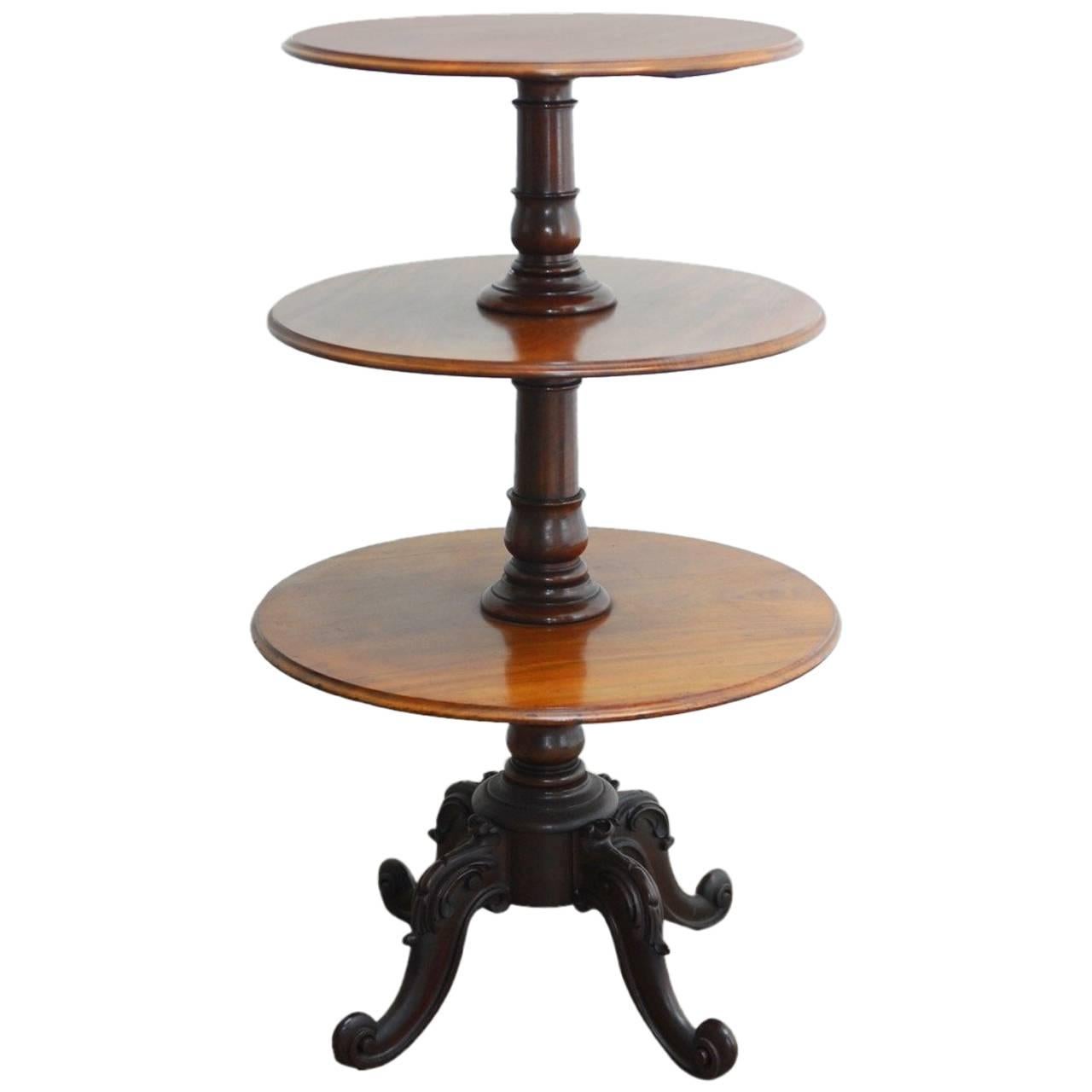 19th Century English Mahogany Three-Tier Dumbwaiter