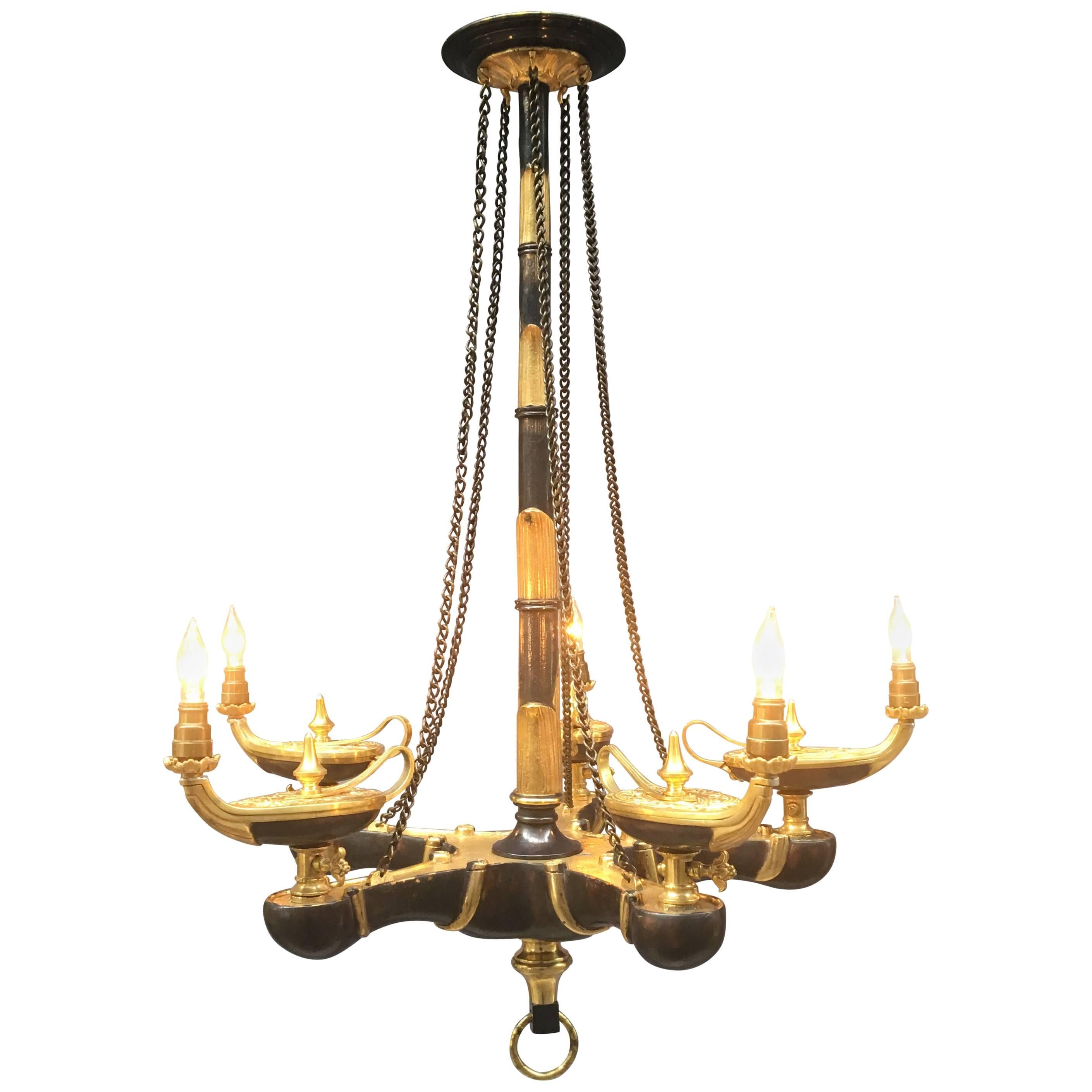 Mid-19th Century French Bronze Chandelier For Sale