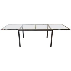 Design Institute of America Chrome and Glass Extension Dining Table