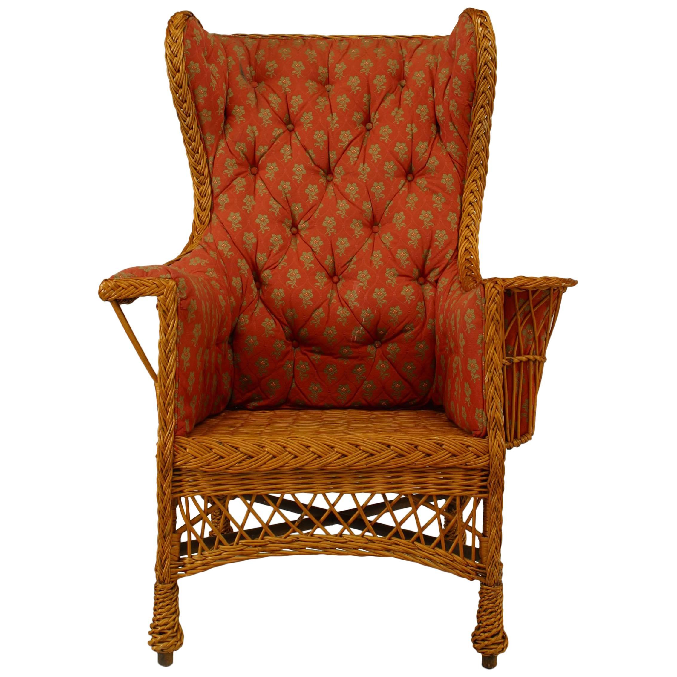 American Victorian Wicker Wing Chair