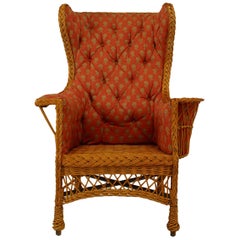 Vintage American Victorian Wicker Wing Chair