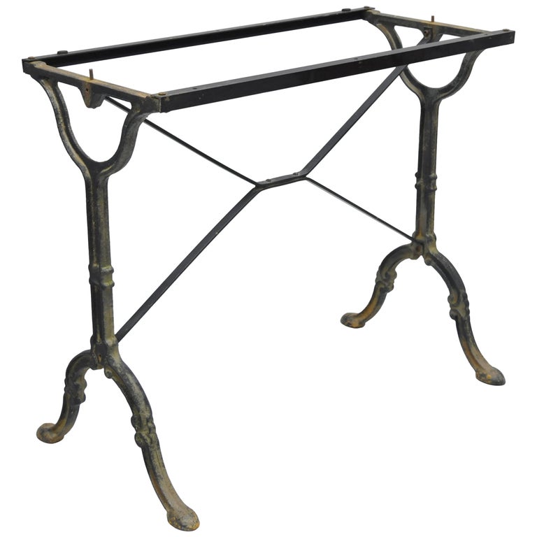 Unique Vintage Industrial Metal / Cast Iron Table Base Casters at 1stdibs