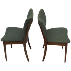 1940s Set of Two Danish Dining Chairs in Tanned Beech and Blue Fabric
