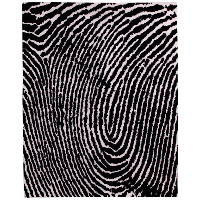Black And White Graphic Thumbprint Area Rug For At 1stdibs Black And White Graphic Thumbprint Area Rug For At 1stdibs