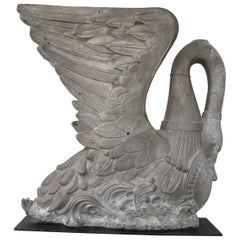 Vintage Cast Metal Swan Sculpture Mold