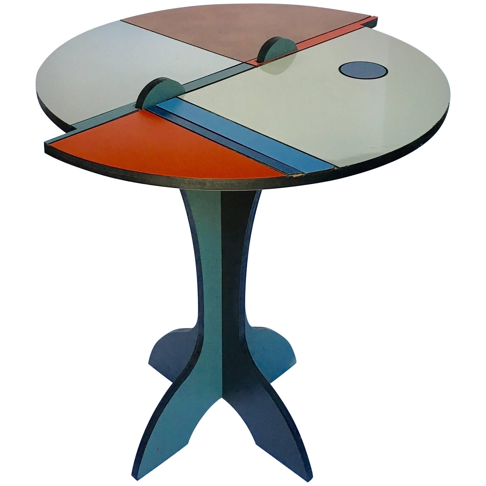 Mid-Century Modern Memphis Style Color Blocked Side Table