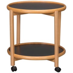 Two-Tier Reversible Top Beech and Laminate Side Table on Casters