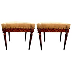 Pair of 19th Century Italian Giltwood Benches or Ottomans