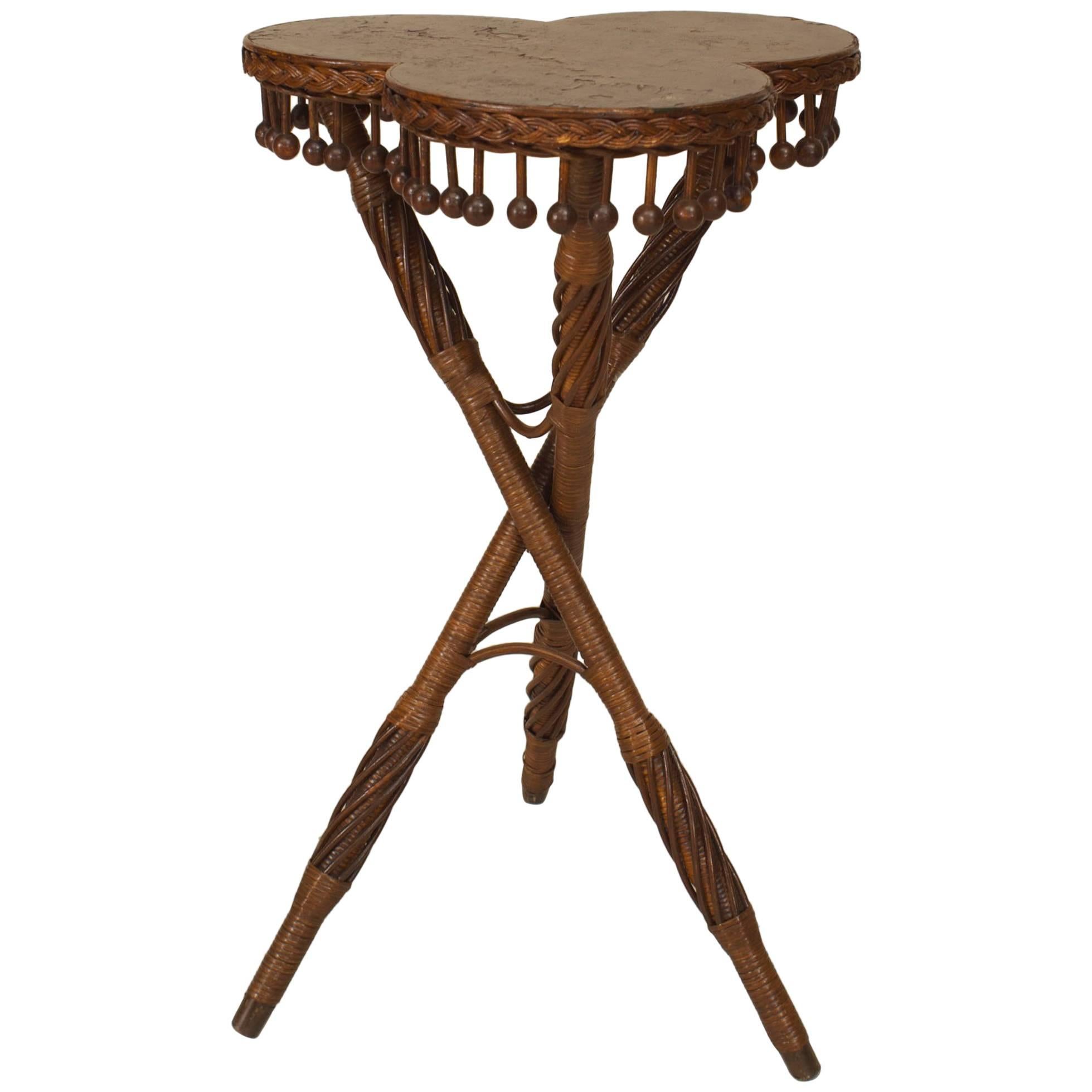 American Victorian Natural Wicker Tripod Table