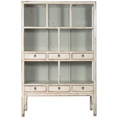 Chinese Open Shelf Cabinet with Cream Colored Lacquer Finish