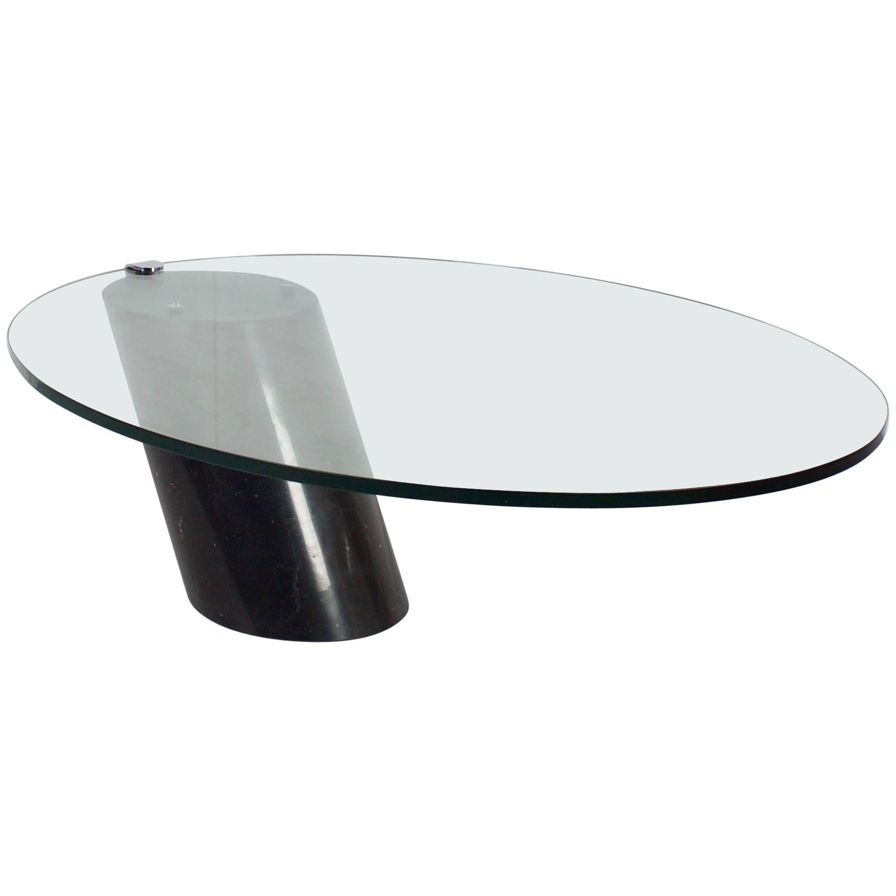 Coffee Table in Nero Marquina Marble and Glass for Ronald Schmitt, 1970s