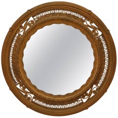 American Victorian Round Wicker Wall Mirror