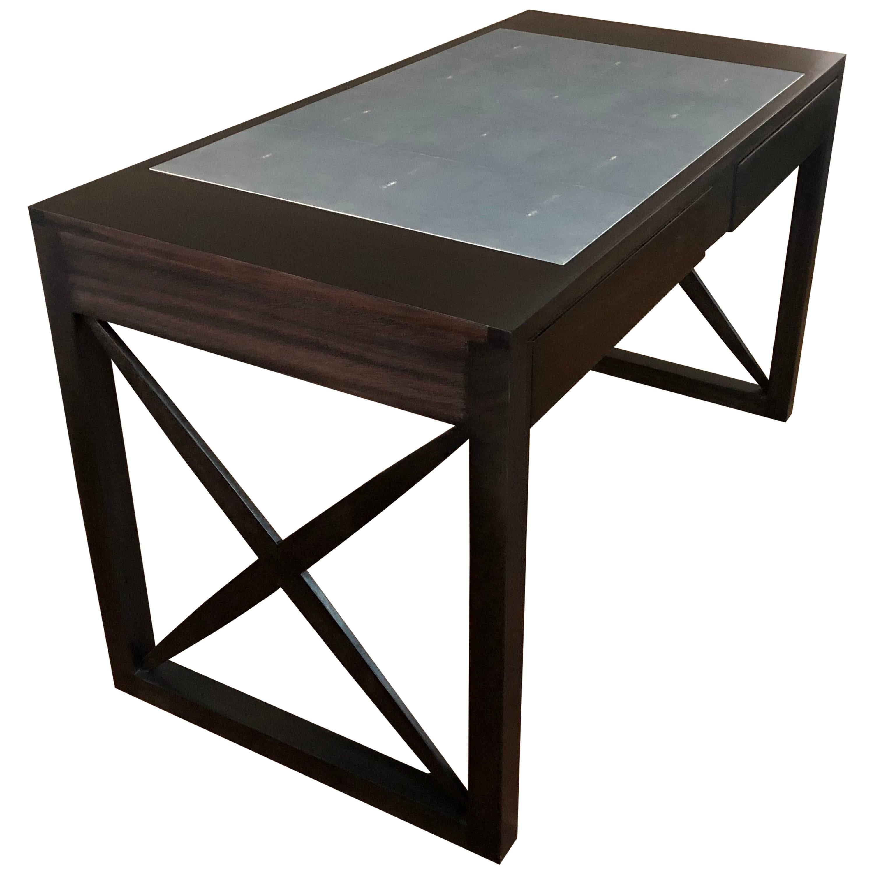 Ebonized Mahogany With Natural Shagreen Top Desk For Sale
