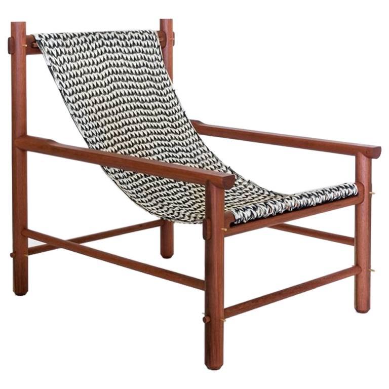 Contemporary Armchair in Natural Hardwood with Handmade Weaving by Ania Wolowska For Sale