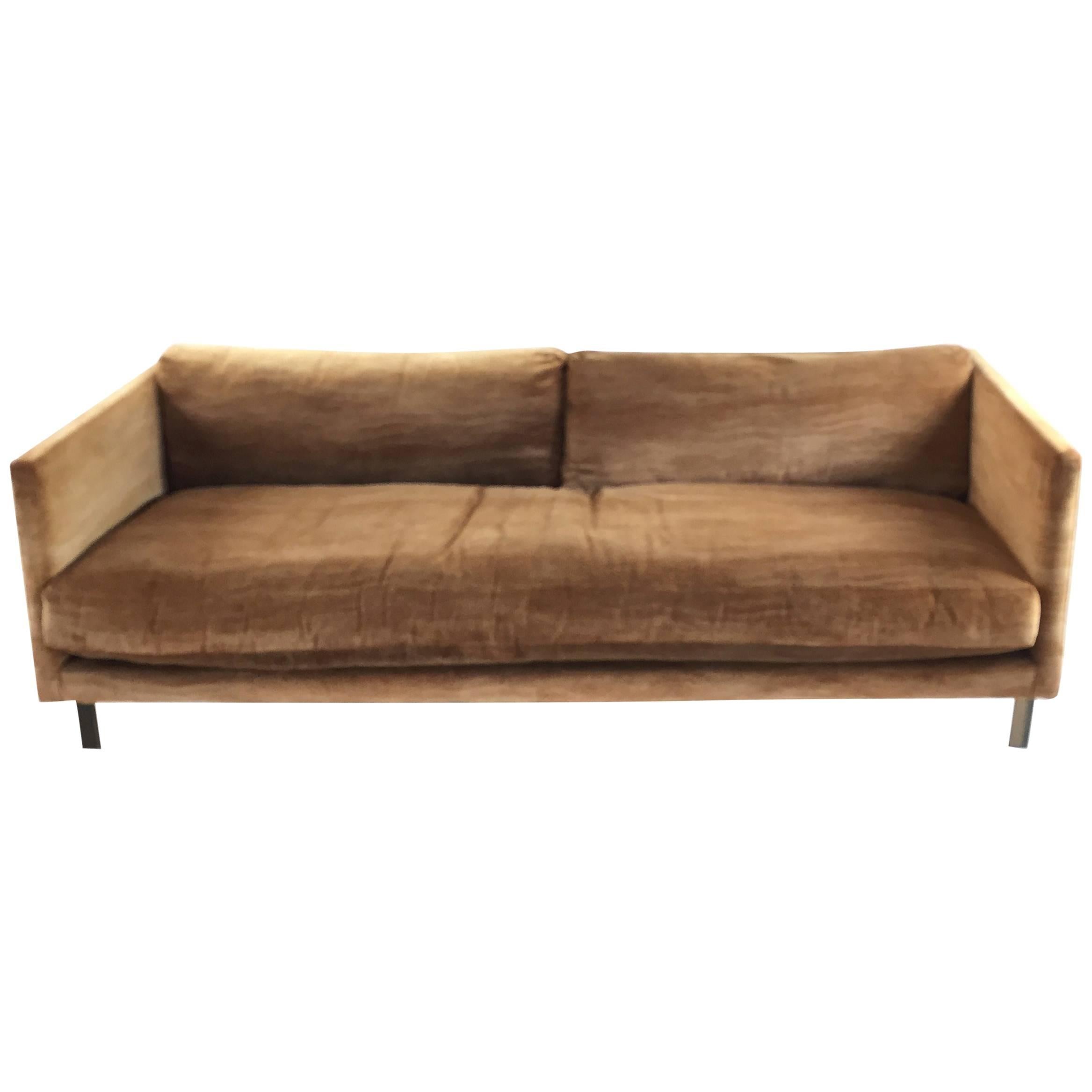 Milo Baughman "Drop In" Sofa in Jack Lenor Larsen Fabric For Sale