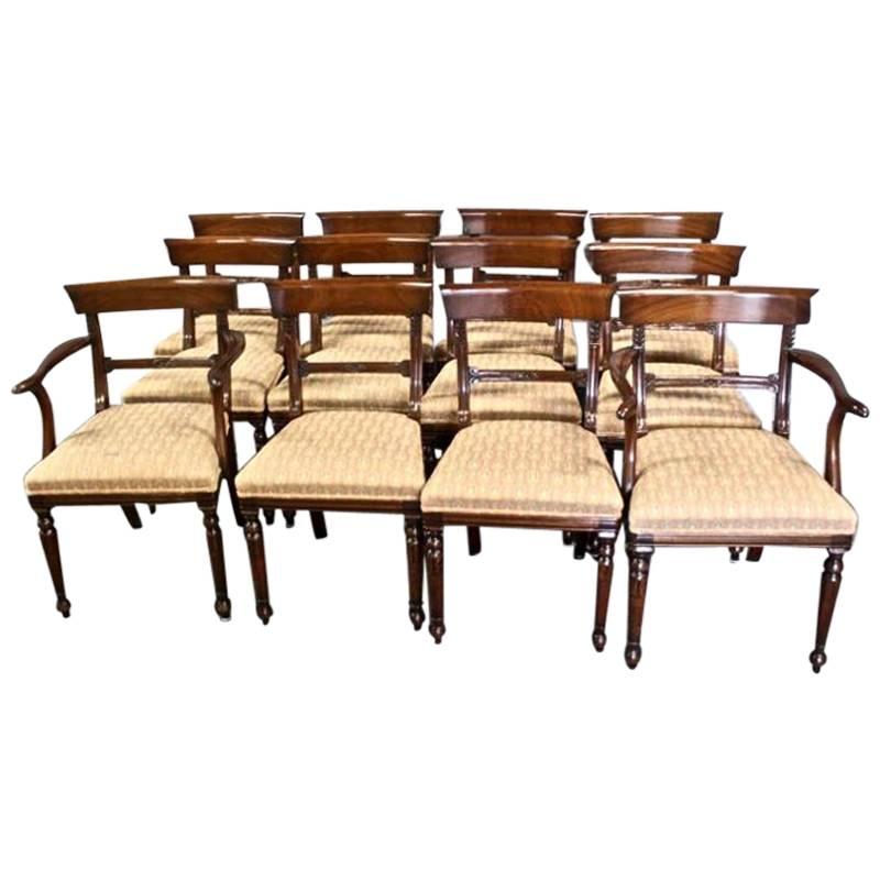 Set of 12 Regency Style Mahogany Dining Chairs