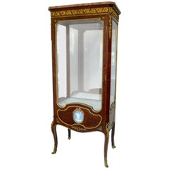 Antique Louis XV Style Bronze-Mounted Kingwood and Jasperware Vitrine, Attributed Linke