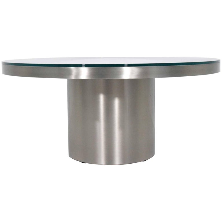 Stainelss Steel Pedestal Base Coffee Table For Sale at 1stDibs