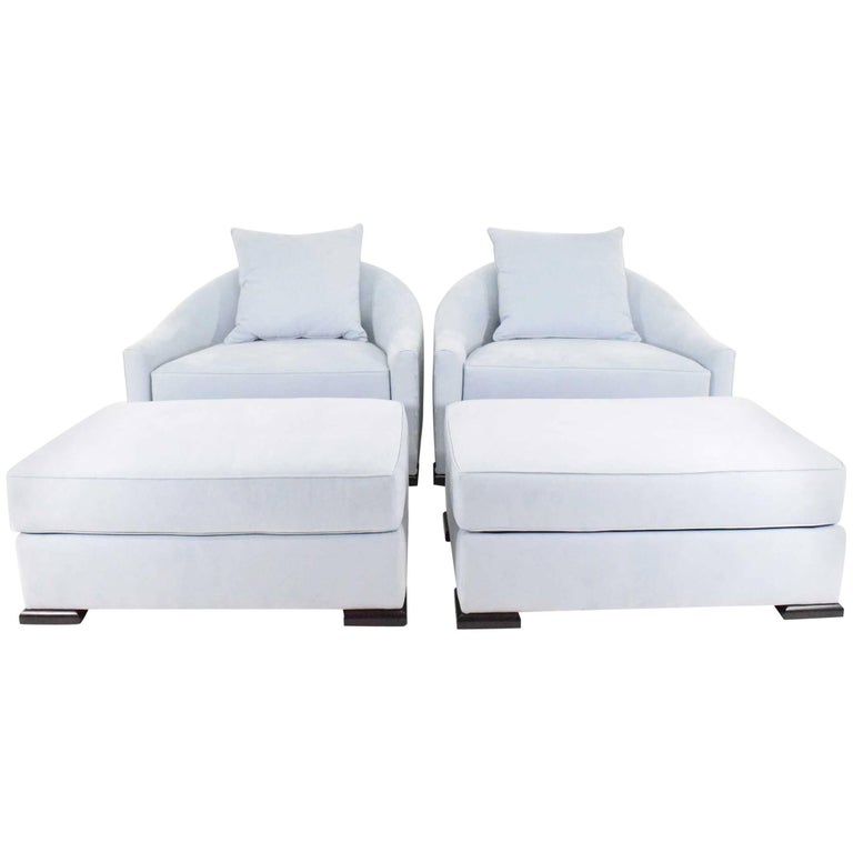 Mattaliano Dupre Lafon lounge chairs with ottomans, new