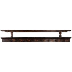 Antique Hungarian Folk Art Painted Hanging Wall Rack