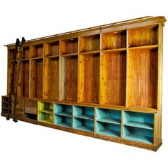 1920 Mercantile Hardware Store Retail Cabinet with Rolling Ladder