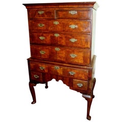 Antique English George II/III Queen Anne Style Chest on Stand or Highboy