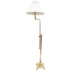 Hollywood Regency Tall Swing Arm Brass Floor Lamp with Shade