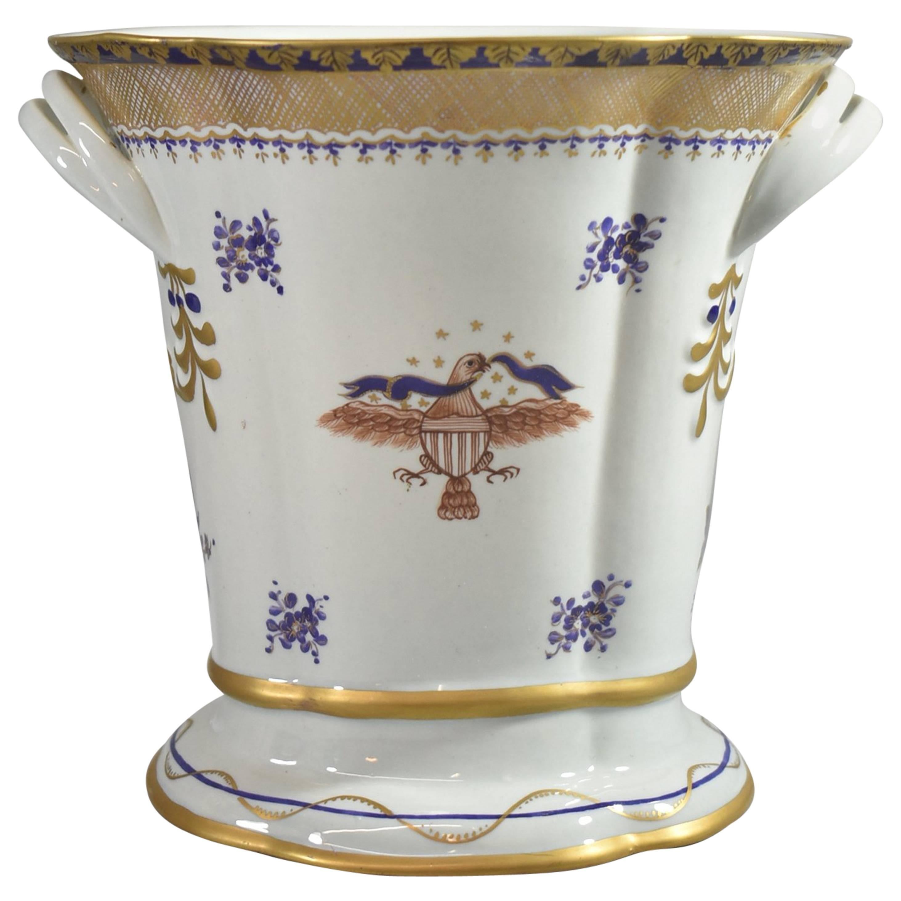 Lowestoft Reproduction Created by Mottahedeh Federal Eagle Porcelain Cachepot