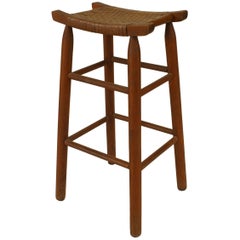 Set of 5 Rustic Old Hickory Pine Bar Stools