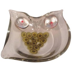 Rare Antonio Daros for Cenedese Murano Owl Sculptural Dish with Murrines