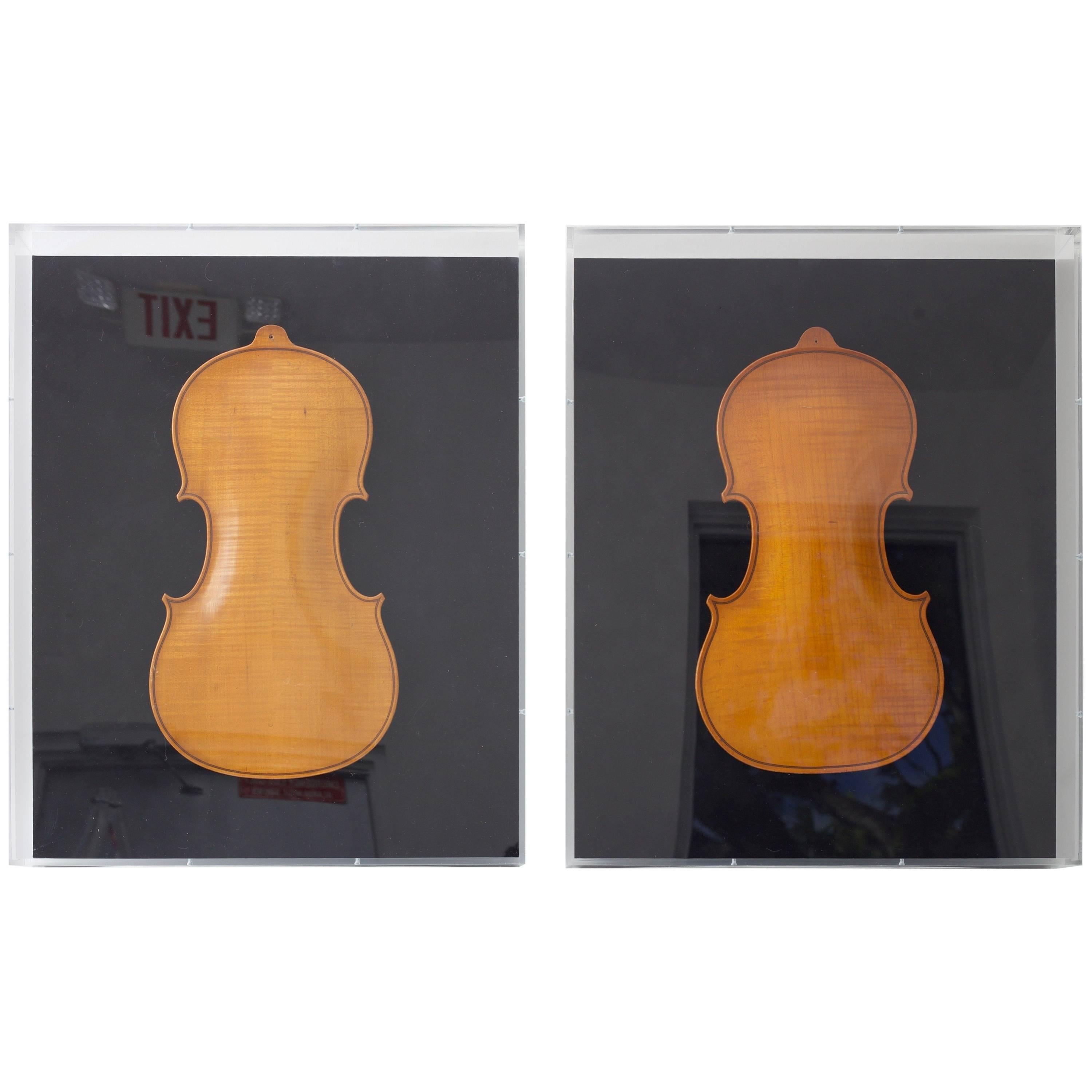 Set of Two Framed 19th Century Violin Backs